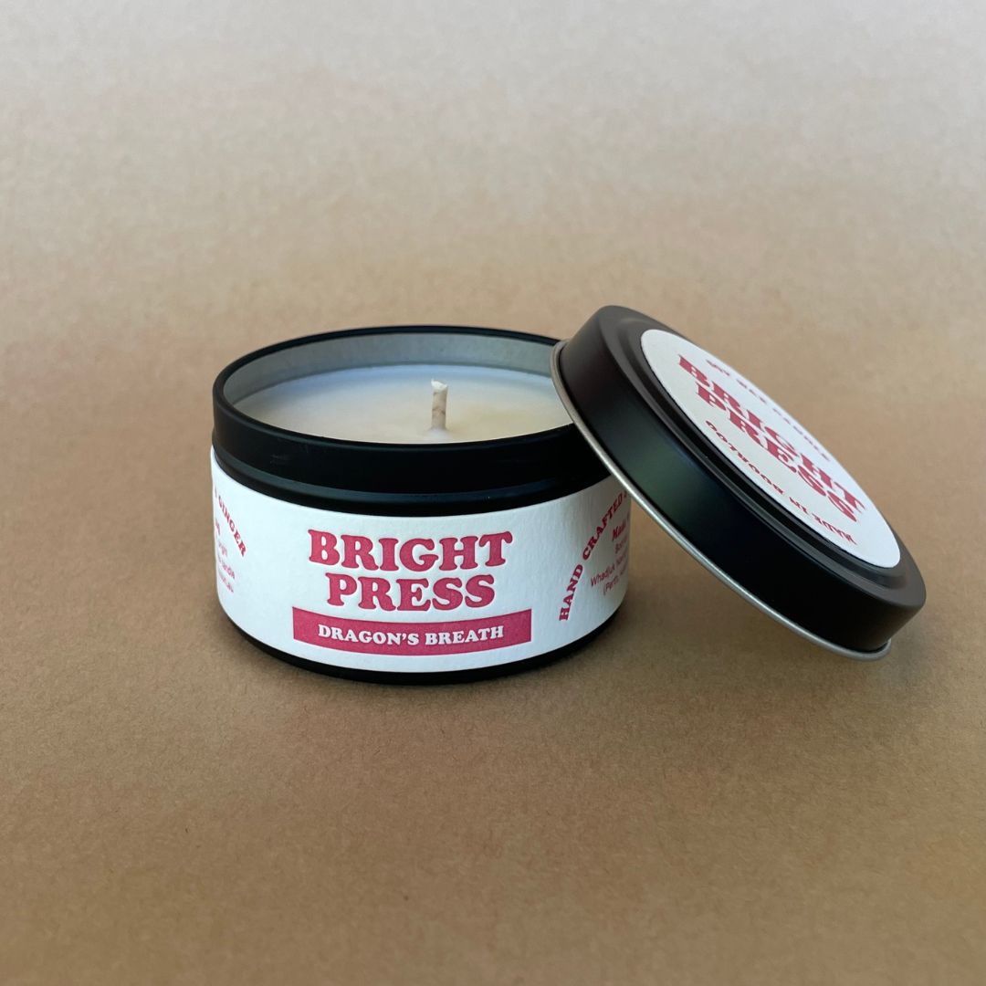 Dragon's Breath Soy Wax Candle with lid off