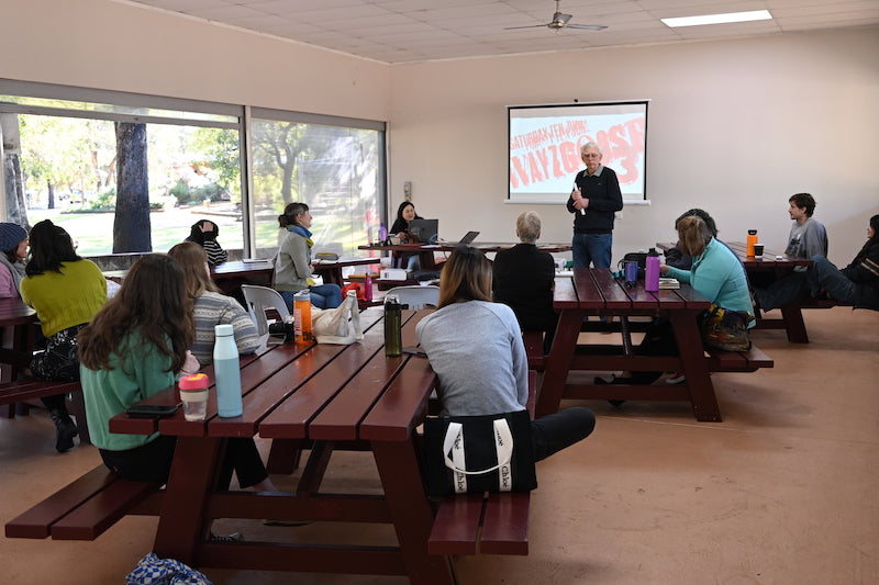 Phil Brooke sharing about his career working in a commercial print shop - Wayzgoose 2023.