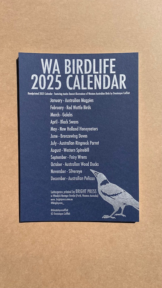 Back cover of 2025 WA Birdlife Calendar