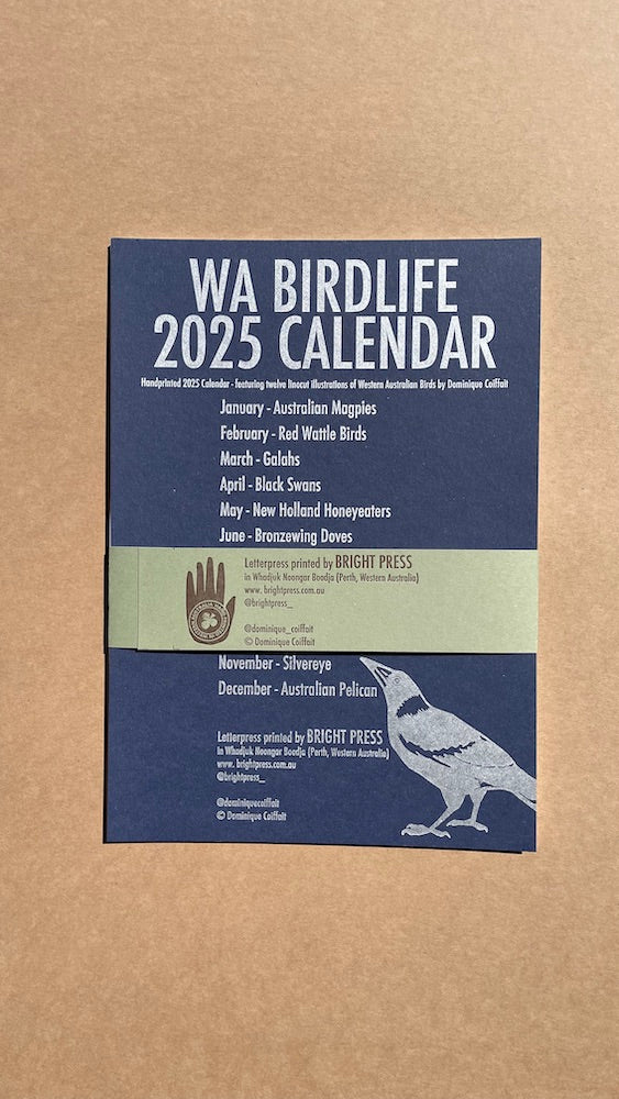 2025 WA Birdlife Calendar - back view with the belly band