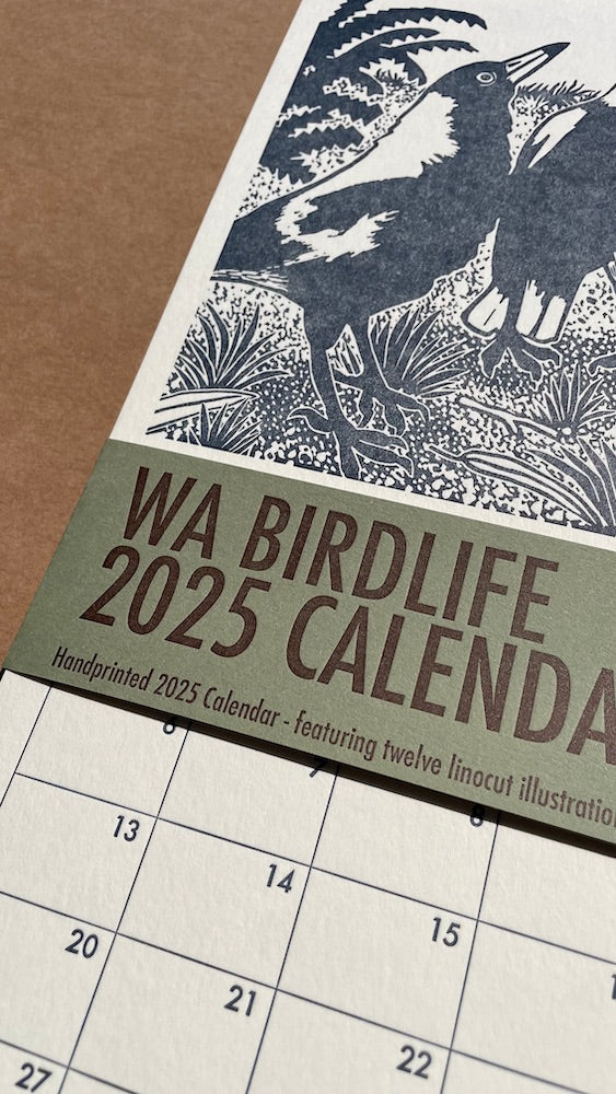 2025 WA Birdlife Calendar close up featuring the belly band