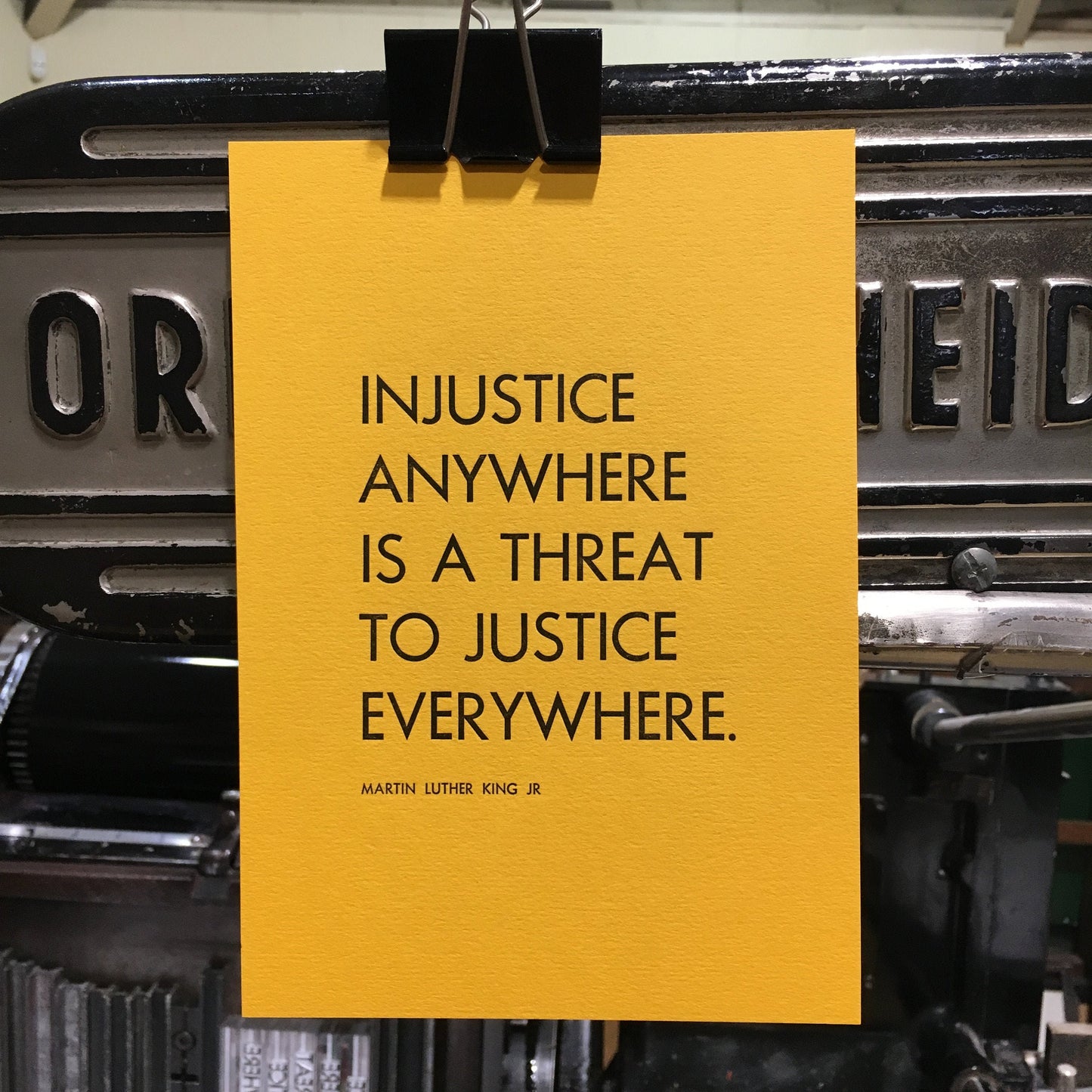 Injustice Anywhere A5 Letterpress Print